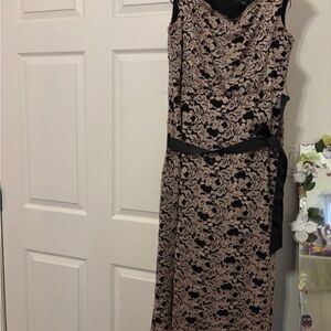 Chic Black and Tan Lace Maxi Dress